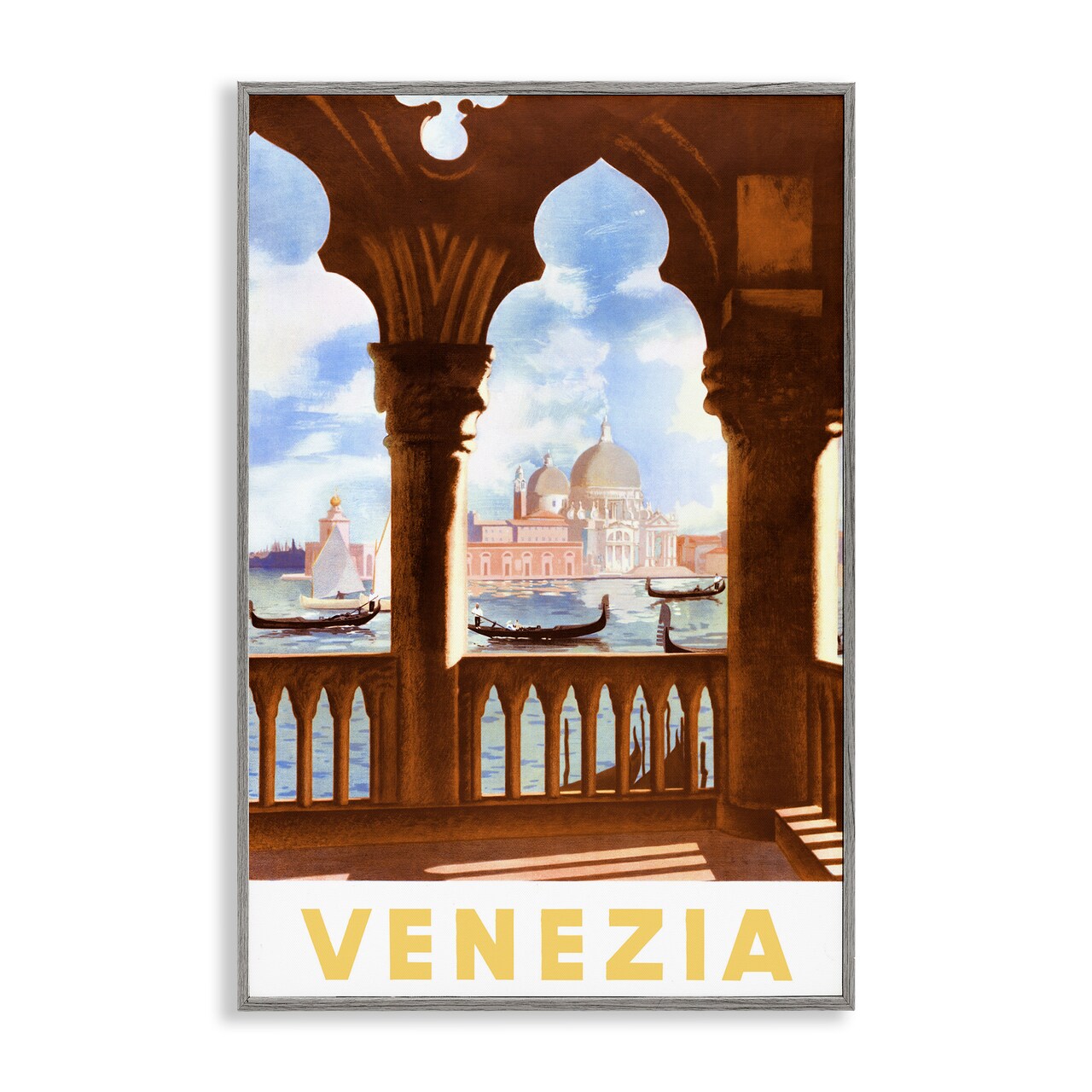 Stupell Industries Venezia Architecture with Boats View Framed Giclee By PIDDIX